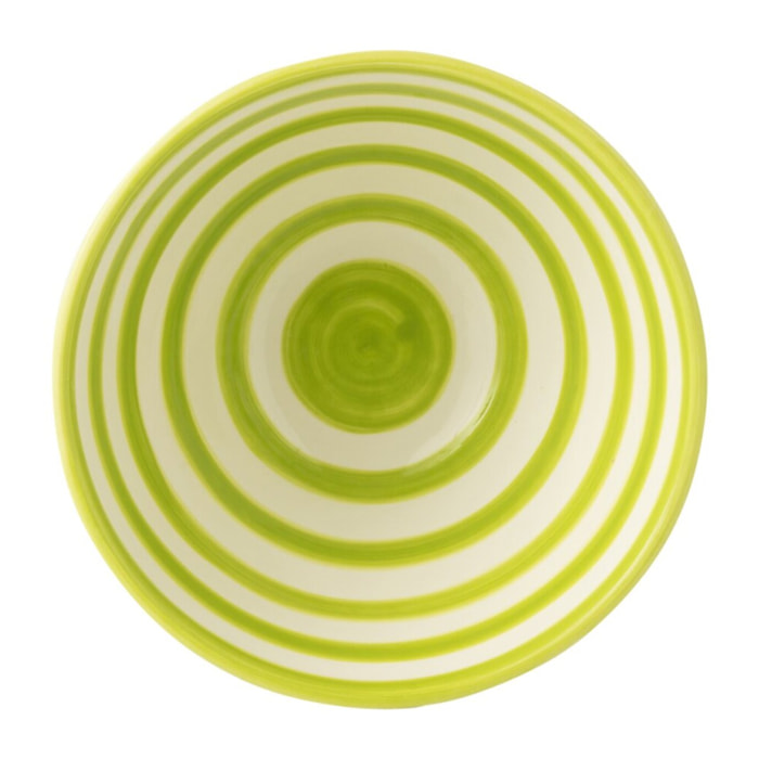 J-Line bol Granada Stripes High - céramique - blanc/vert  - medium - Ø 22 cm