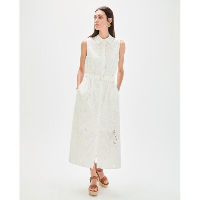 abito midi con colletto a camicia e cintura