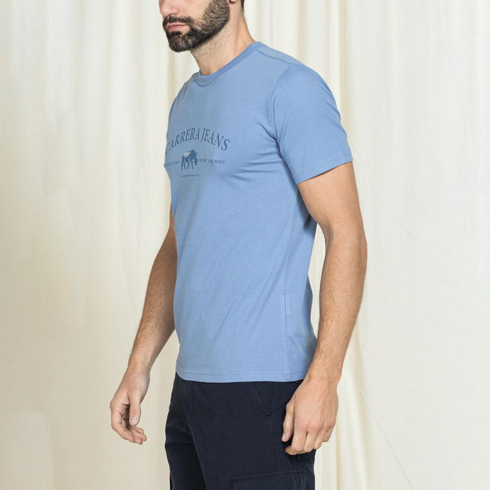 T-SHIRT VINTAGE CON STAMPE CARRERA BLUE AGE REPLICA