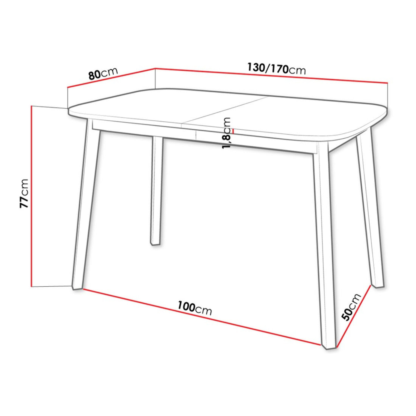 Magov - table à manger extensible - effet bois et noir - 4 personnes - Bois / Noir