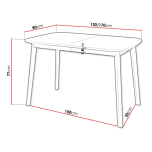 Magov - table à manger extensible - effet bois et noir - 4 personnes - Bois / Noir