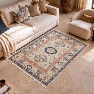 Tapis salon géométrique artisanal, noué main, ISIME