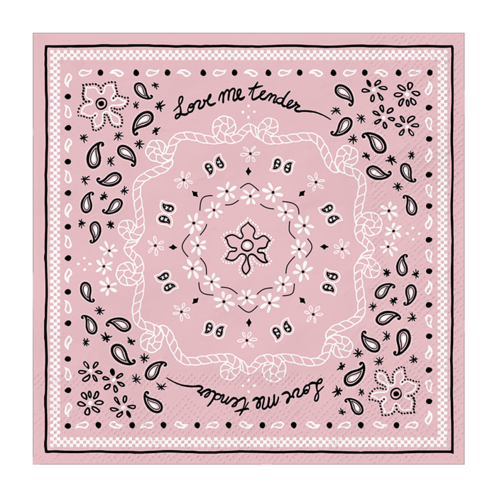 Lot de 20 serviettes papier bandana - Rose