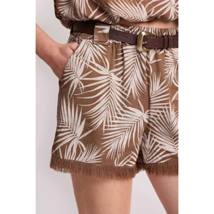 Kocca - Pantaloni corti stampa tropicale Donna, Tinta unita