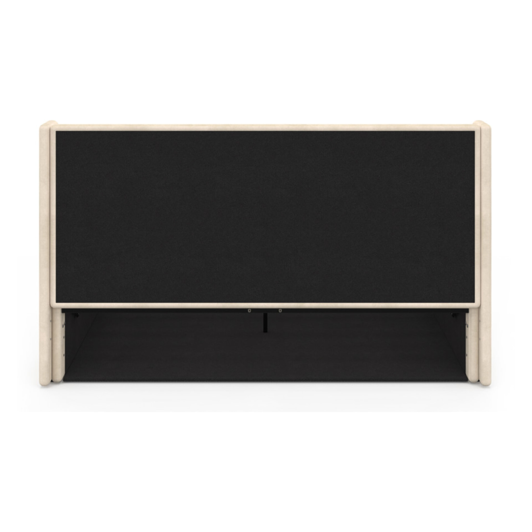Lit coffre Lucia en velours beige avec sommier et tête de lit 140x190cm