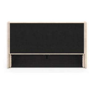 Lit coffre Lucia en velours beige avec sommier et tête de lit 140x190cm