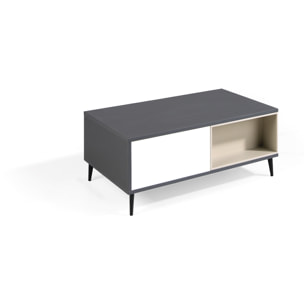 Mueble de centro elevable – Antracita, blanco polar y visón