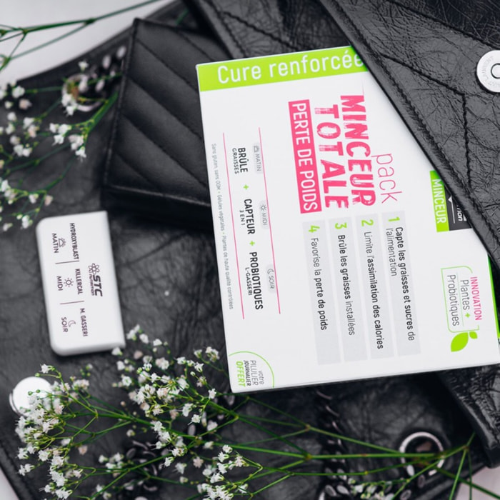 Pack Minceur Totale - Cure Perte de Poids 3 en 1 - Brûle & Déstocke les graisses installées - Convient aux Vegan - Actifs Naturels - Sans Gluten - Pilulier offert - Cure 15 jours