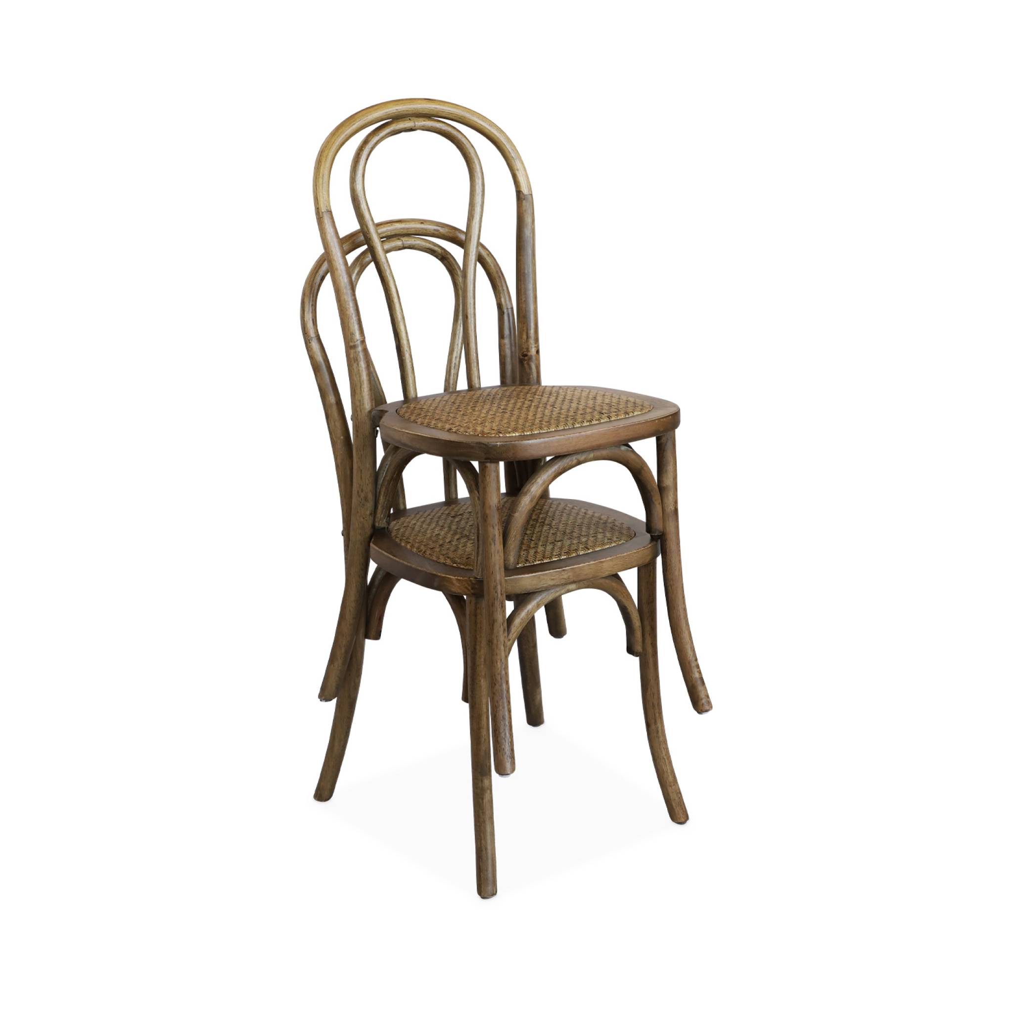 Chaise vintage bois et rotin (lot de 2) BASTILLE