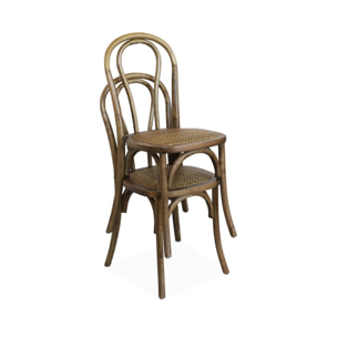 Chaise vintage bois et rotin (lot de 2) BASTILLE