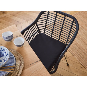 Candelaria - lot de 2 chaises - en poly rotin noir - Noir