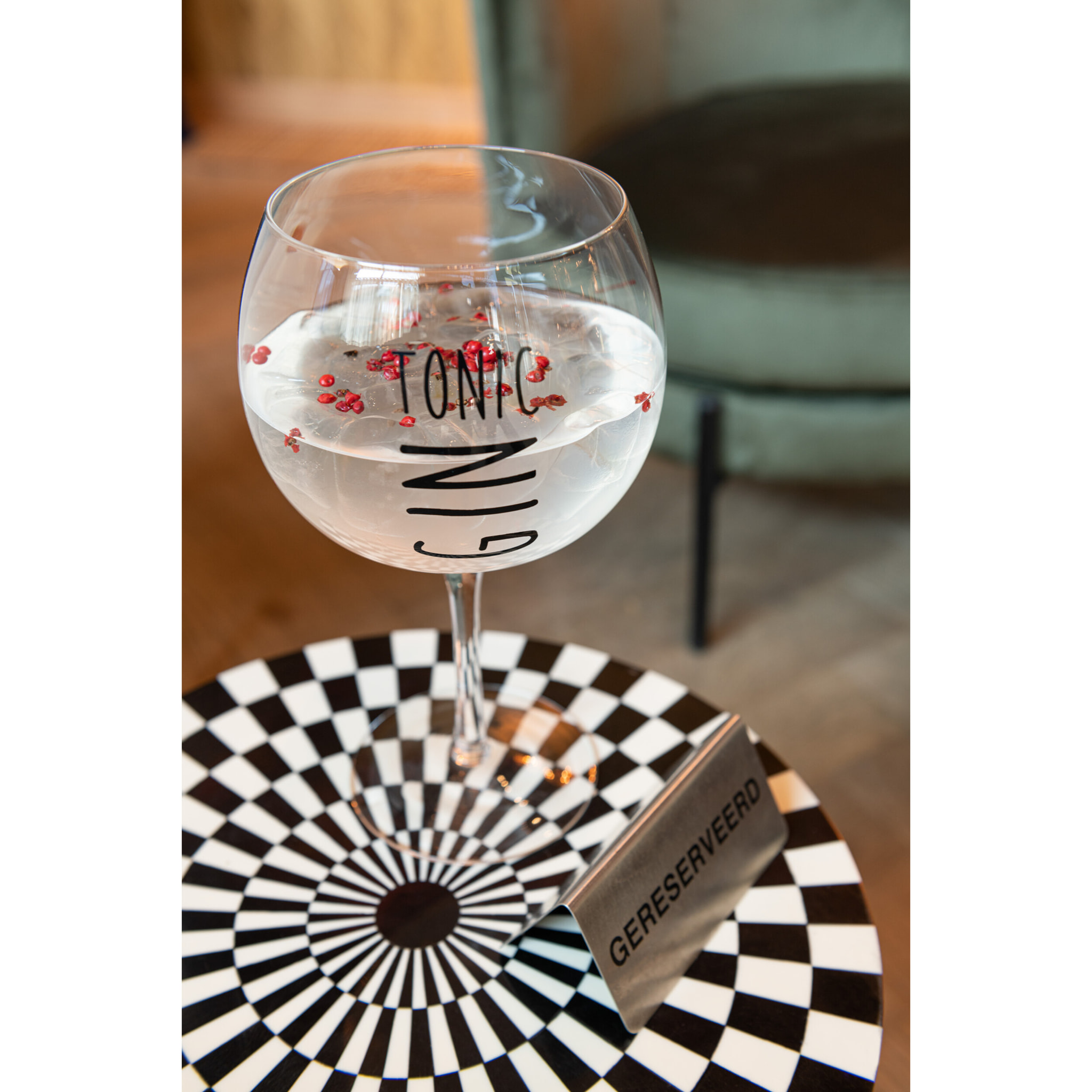 J-Line verre à Gin - transparent/noir - coffret cadeau - set de 4
