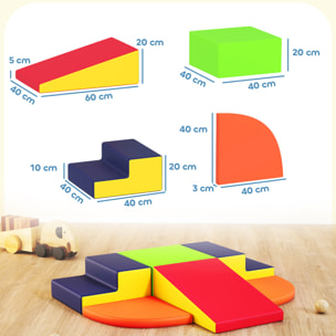 Juego de 6 Bloques de Espuma para Niños, Bloques de Psicomotricidad Infantil con Base Antideslizante, para Niños 0,5 a 6 Años, Set de Escalada para Interior, para Escalar y Gatear, Multicolor