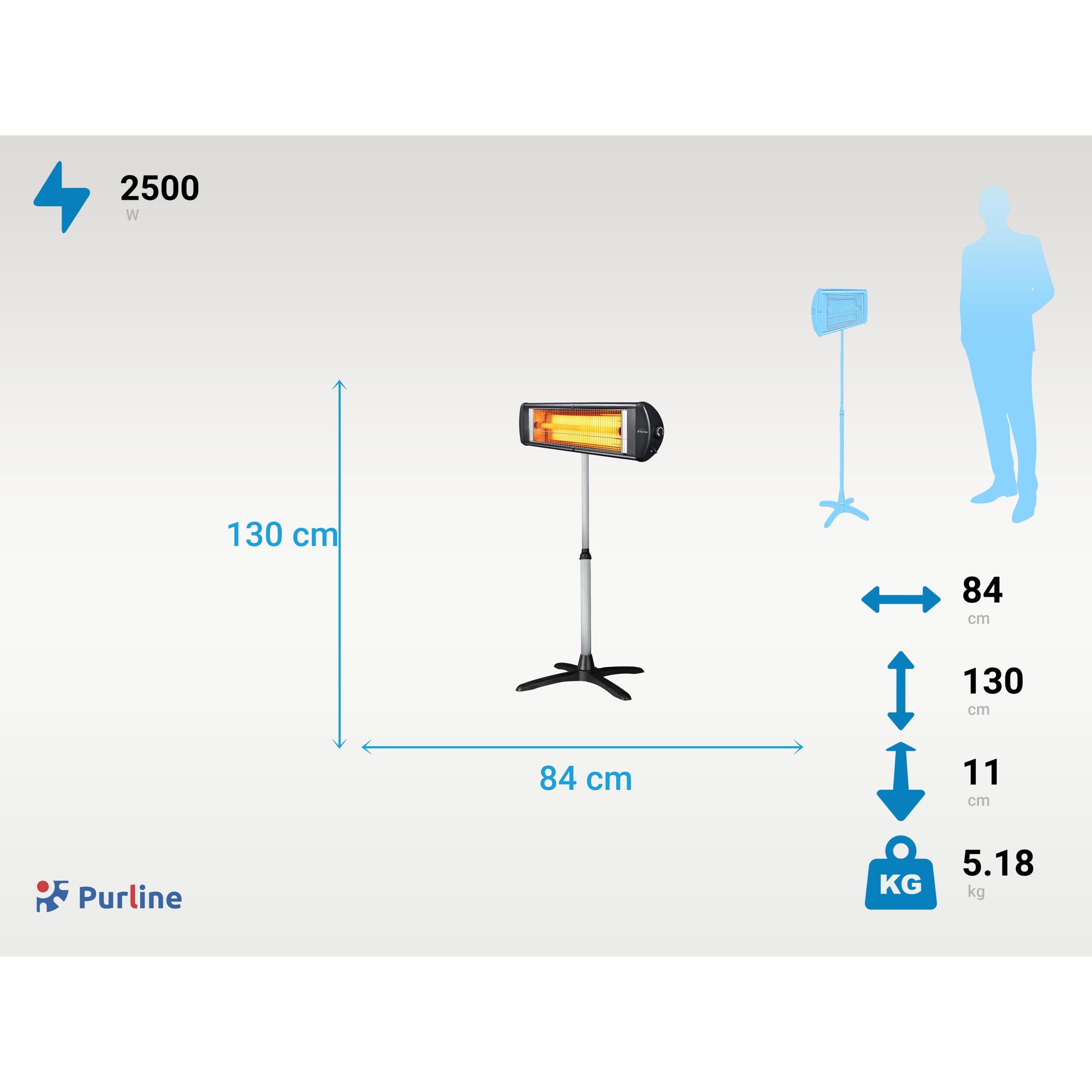 Chauffage halogène 2500W intérieur ou extérieur