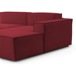 Divano fisso con penisola Amuleto, Divano componibile a 2 posti con penisola destra, Sofà in tessuto, 100% Made in Italy, Cm 220x170h70, Rosso