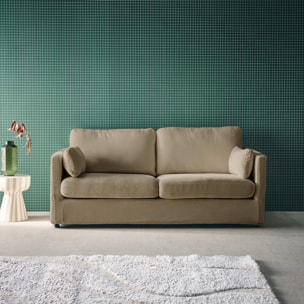 Canapé 2 places déhoussable tissu taupe L 198 x P 88 x H 85cm - Neo