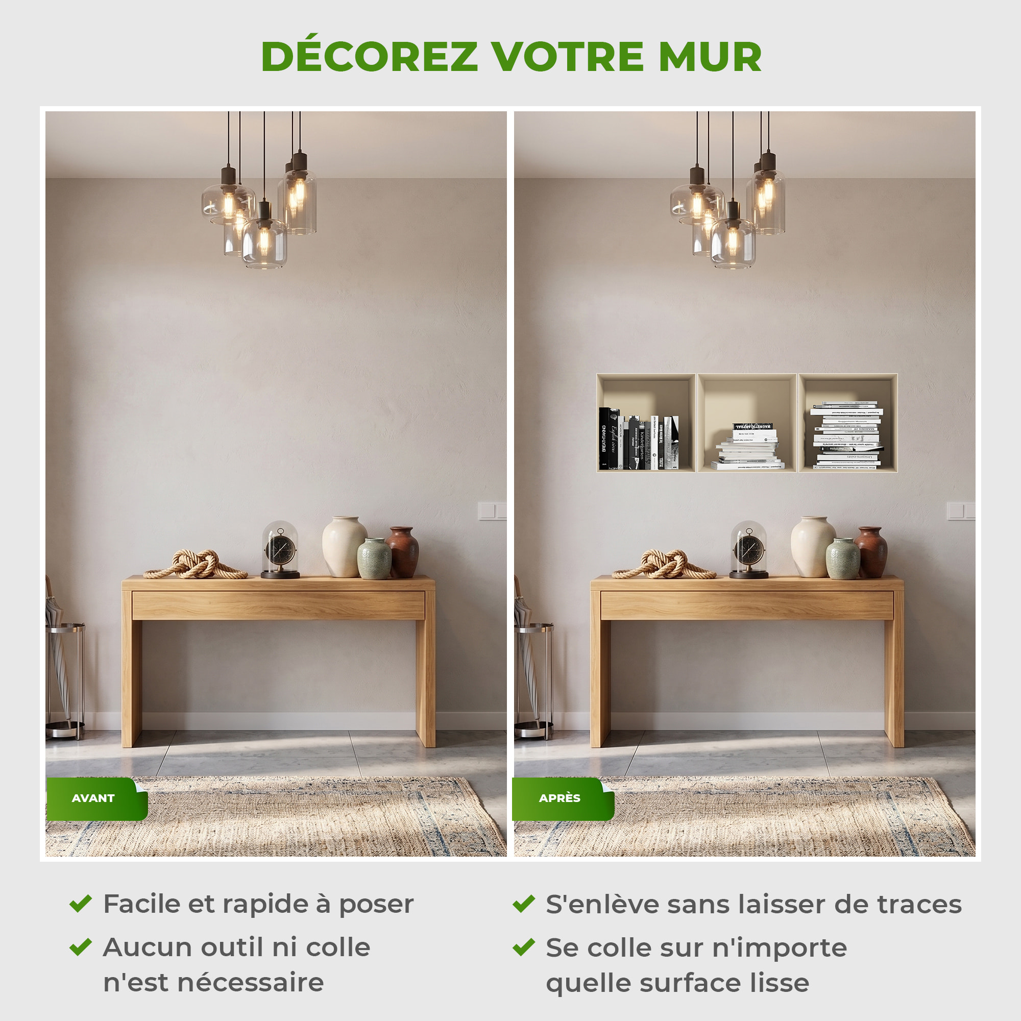 Stickers muraux 3D | Sticker Mural Autocollant effet 3D livres en noir et blanc - Stickers adhésifs 3D Chambre Salon Trompe l'oeil