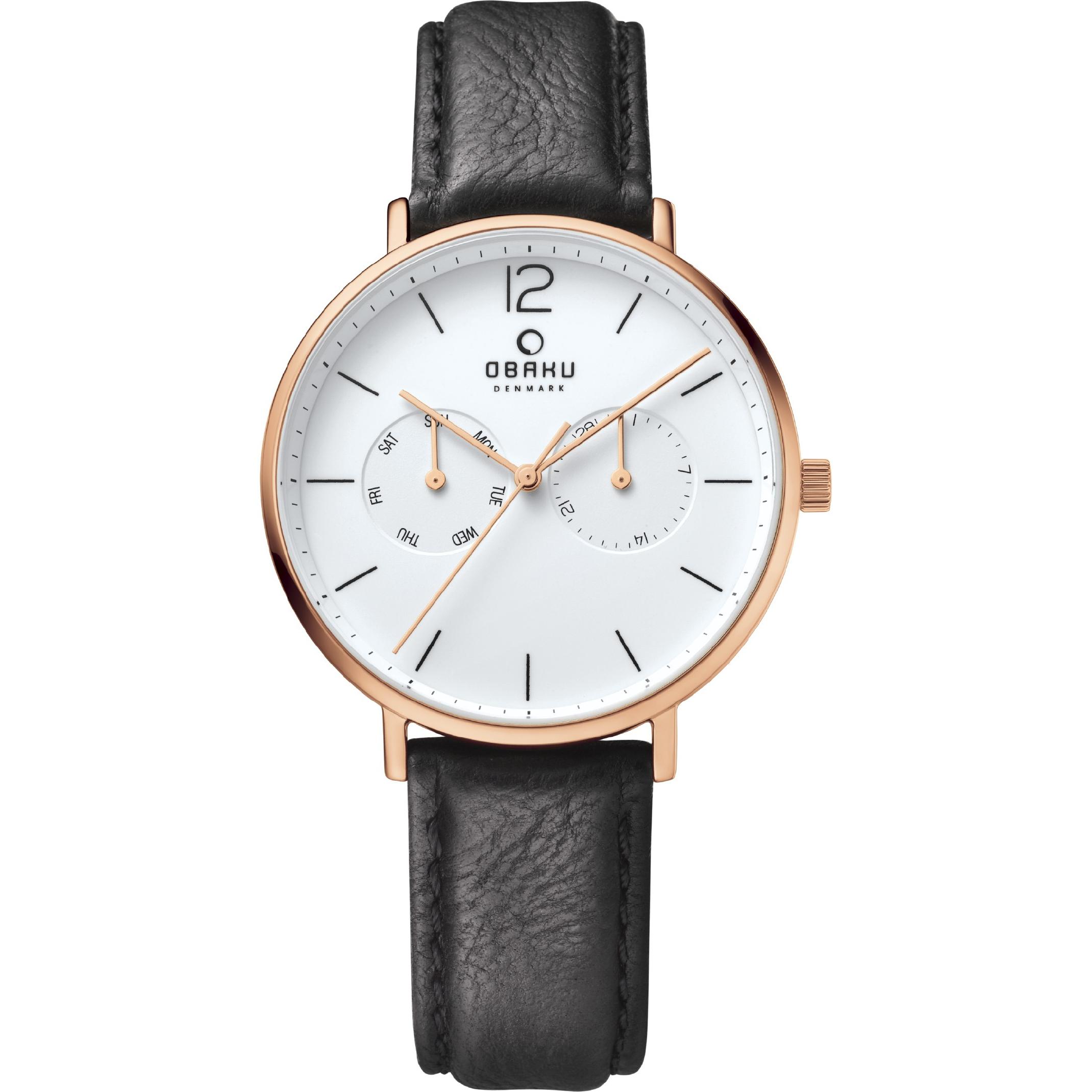 Orologio OBAKU bianco-pelle nero