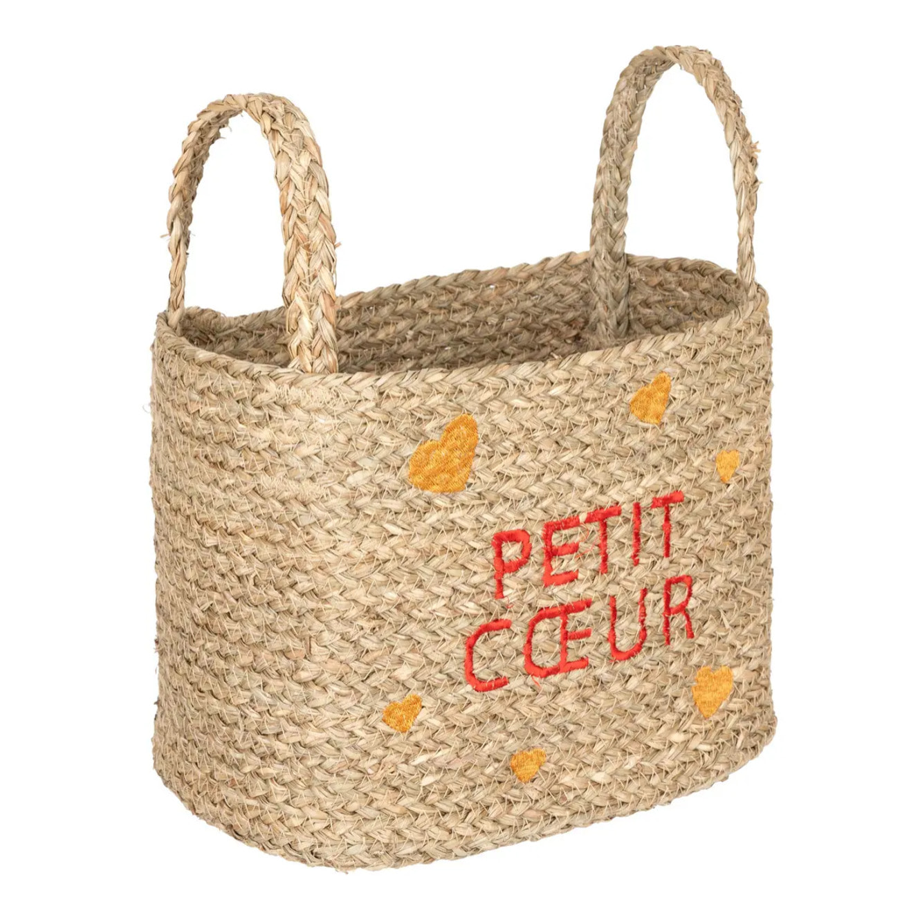 Lot de 3 paniers enfant Neree motif cœur L28/33/38cm