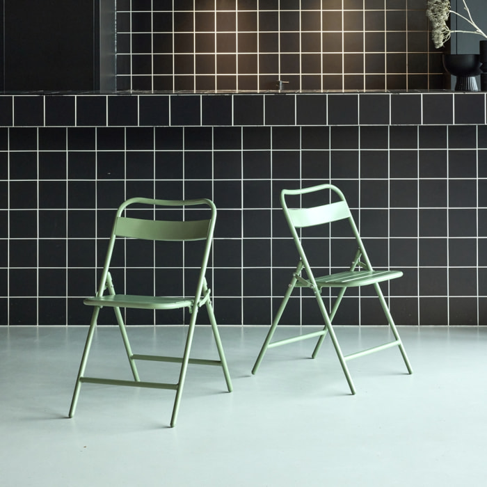 Chaise de jardin pliante acier (lot de 2) AMÉLIA