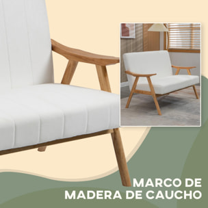 Sofá de 2 Plazas Moderno Sofá de Salón Decorativo Tapizado en Poliéster con Asiento Acolchado y Patas de Madera para Dormitorio Carga 200 kg 126x74x82 cm Crema