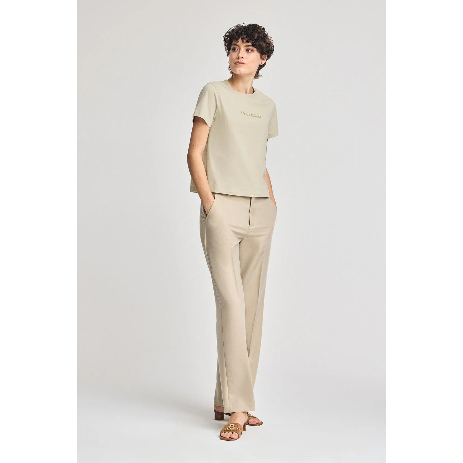 Camiseta Diamond beige con print foil Polo Club