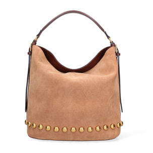 Borsa a spalla da donna Made in Italy - Modello Seraphina Plus - Pelle scamosciata - 31.0 x 31.0 x 15.0 cm