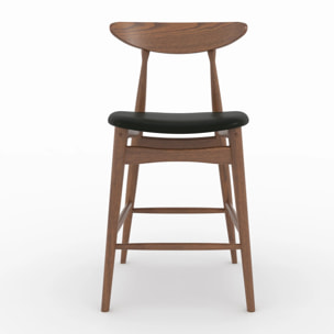 Lot de 2 chaises pour ilot central 63,5 cm en cuir synthétique noir  - Josette