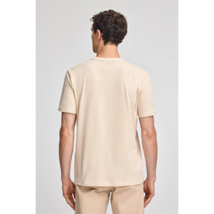 Camiseta beige básica de cuello redondo y bordado Rigby Best