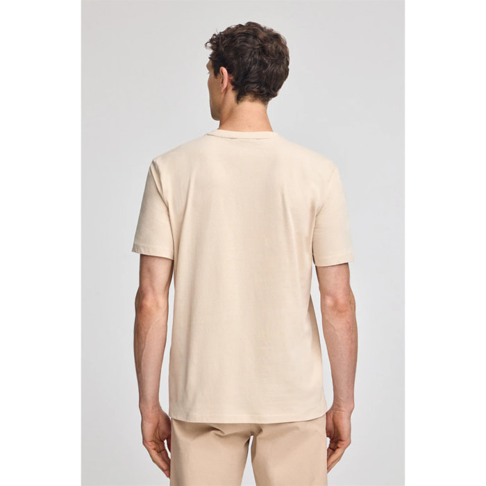 Camiseta beige básica de cuello redondo y bordado Rigby Best
