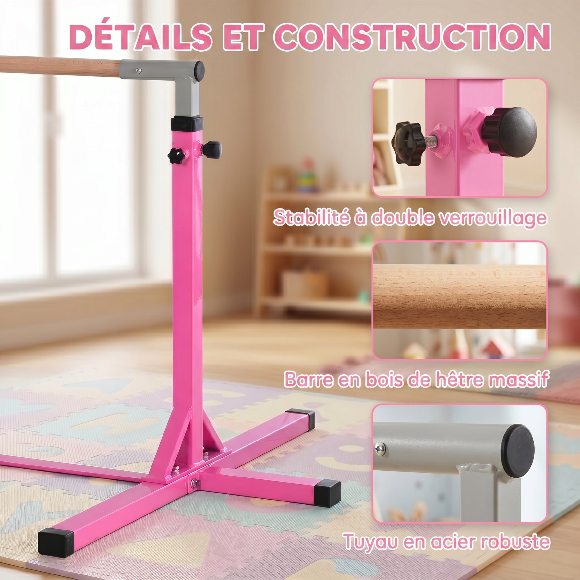 Barre fixe de gymnastique enfant hauteur