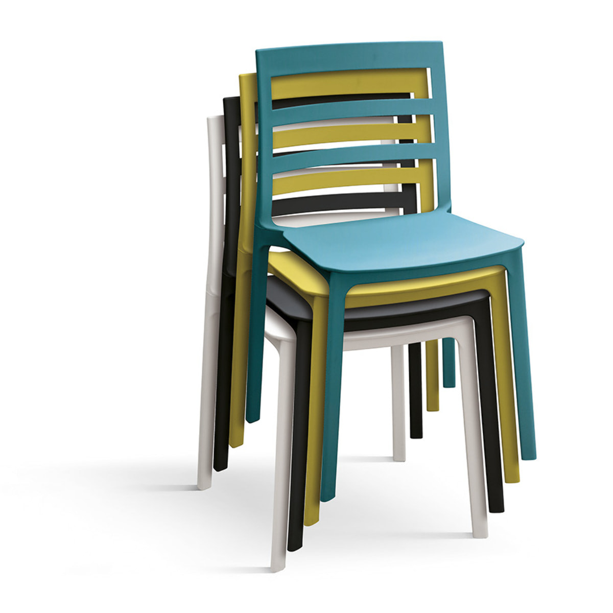 Set di 4 sedie MALAGA in polipropilene giallo