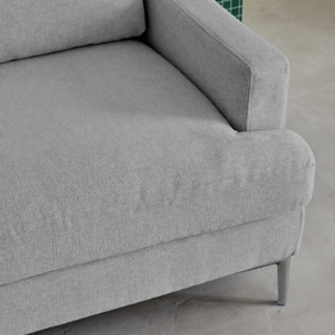 Canapé 3 places en tissu gris clair L 173 x P 90 x H 89cm - Hans