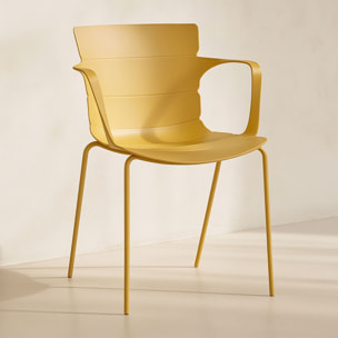 Lot de 4 fauteuils de table extérieur ocre en polypropylène et métal MONTAUK