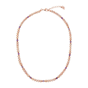 Collana Girocollo con Apatite Blu e Perle d'Acqua Dolce Ø 4/5 mm