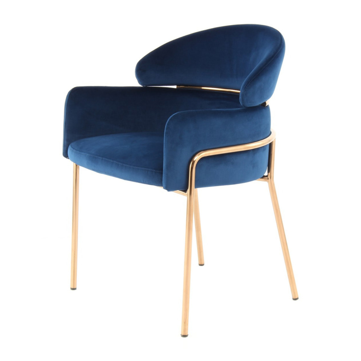 Sedia di design Elva in velluto blu e oro rosa