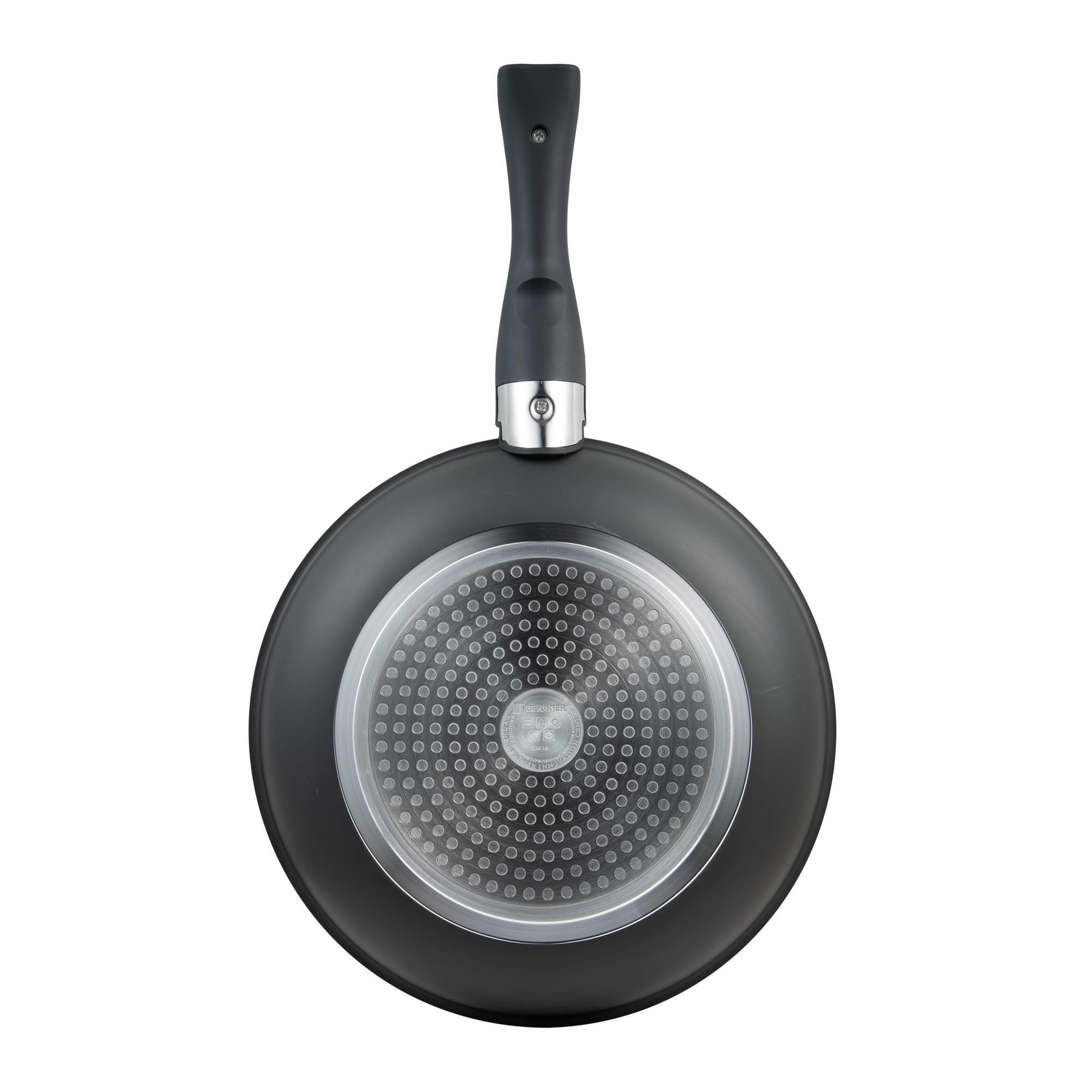 juego de 2 sartenes ø24ø28cm aluminio prensado y heat dot negro + mango desmontable