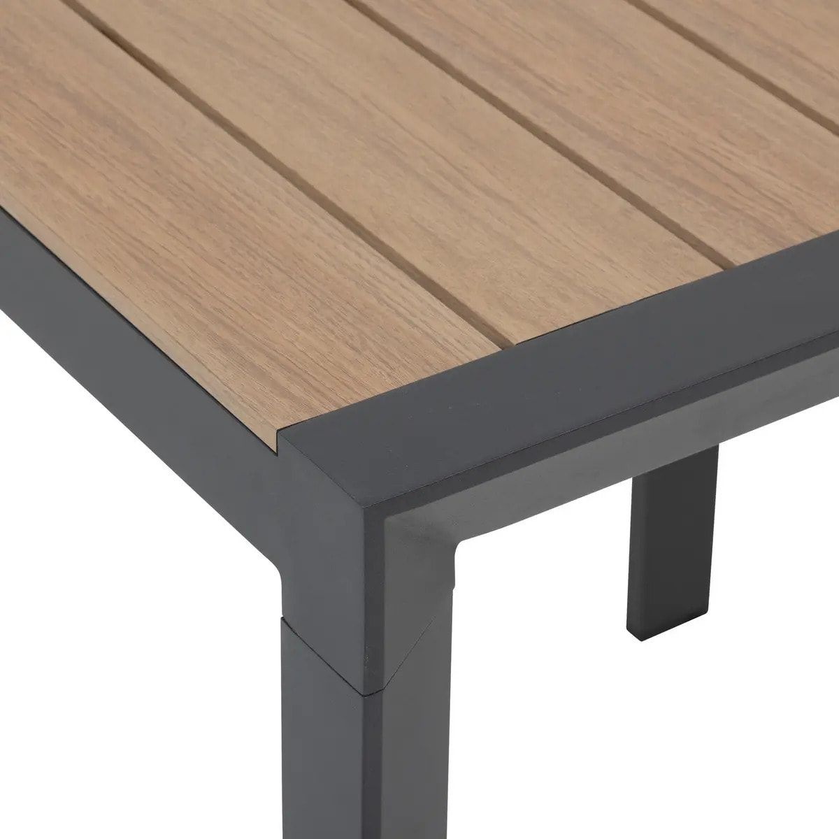 Table de jardin "Évasion" effet bois honey & graphite 2 places lates en aluminium