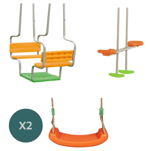 Portique bois poutre métal 2,30 m Techwood SENORA - 6 enfants