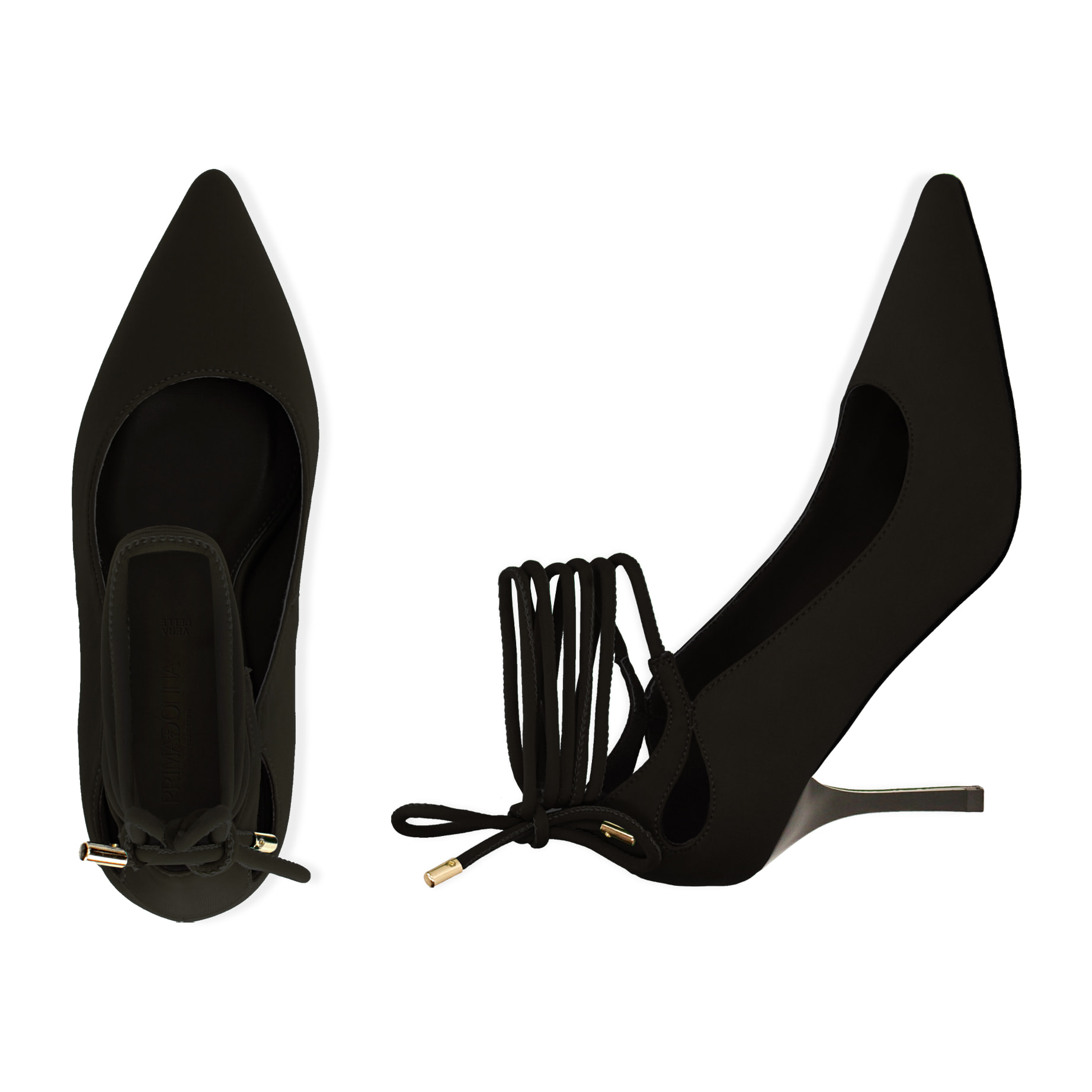 Salón de lycra negro, tacón 8,5 cm.