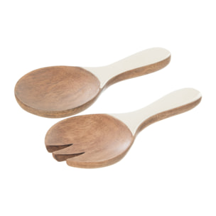 J-Line couverts à salade - bois - naturel/blanc