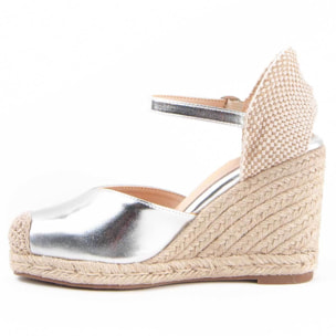 Alpargata De Cuña - Plateado - Altura: 8 Cm