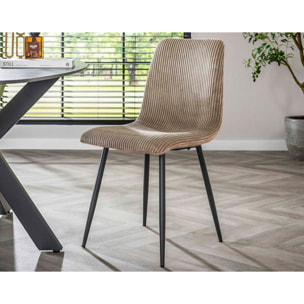 Iris - lot de 4 chaises - en velours côtelé et velours - Latte