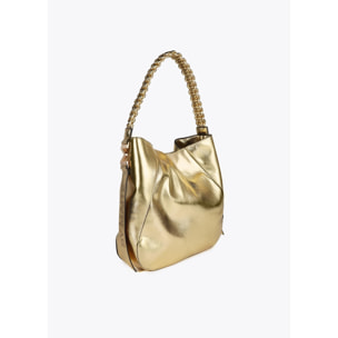 Shopper con Manico Intrecciato Effetto Pelle