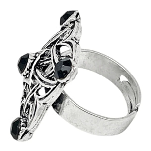Anillo cuadrado Enredado en plata 10µm y cristal