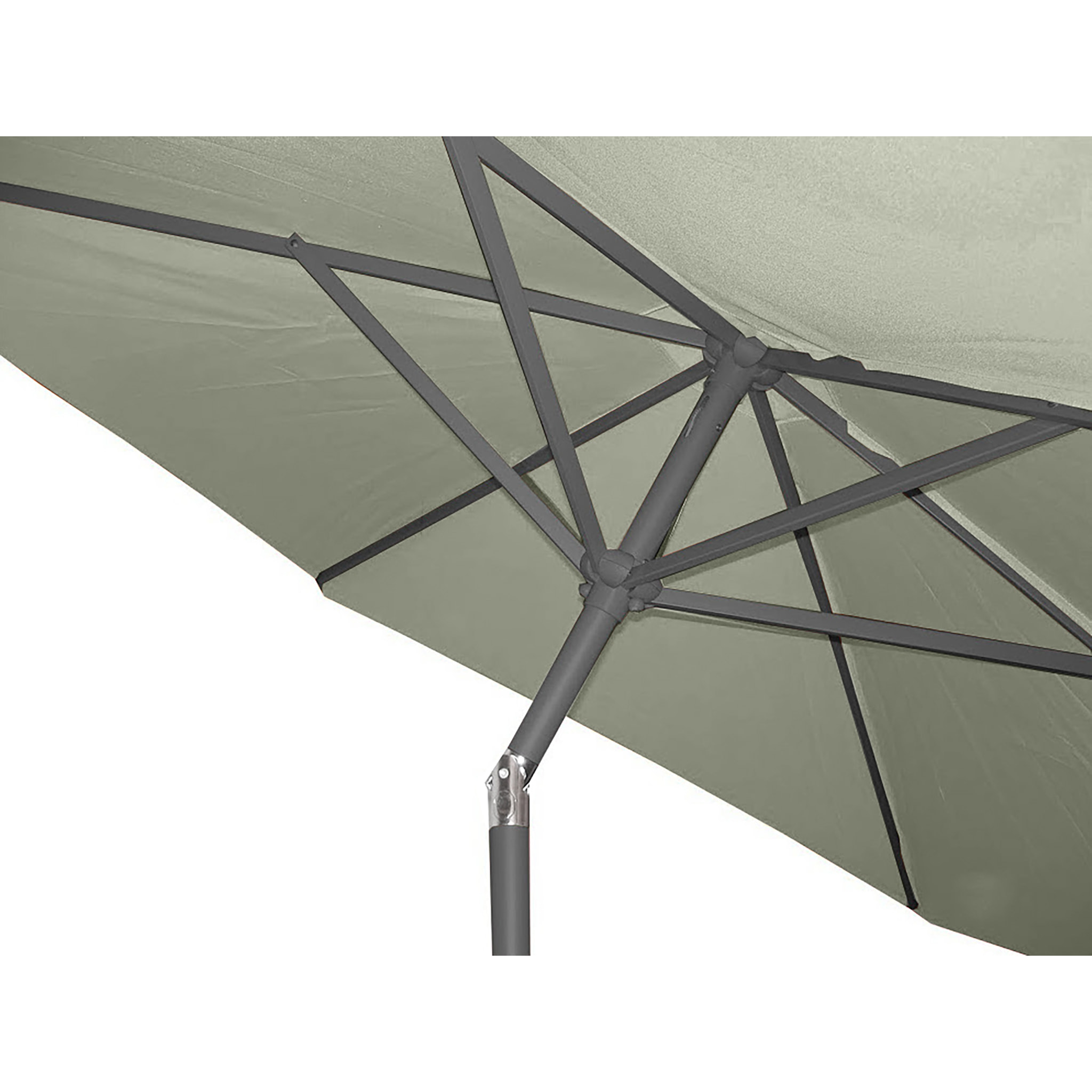 MARBELLA - Parasol à manivelle en aluminium gris anthracite et toile kaki