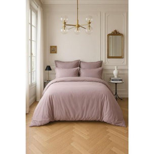 Housse De Couette 100% Satin de Coton lavé 105 Fils Tourterelle