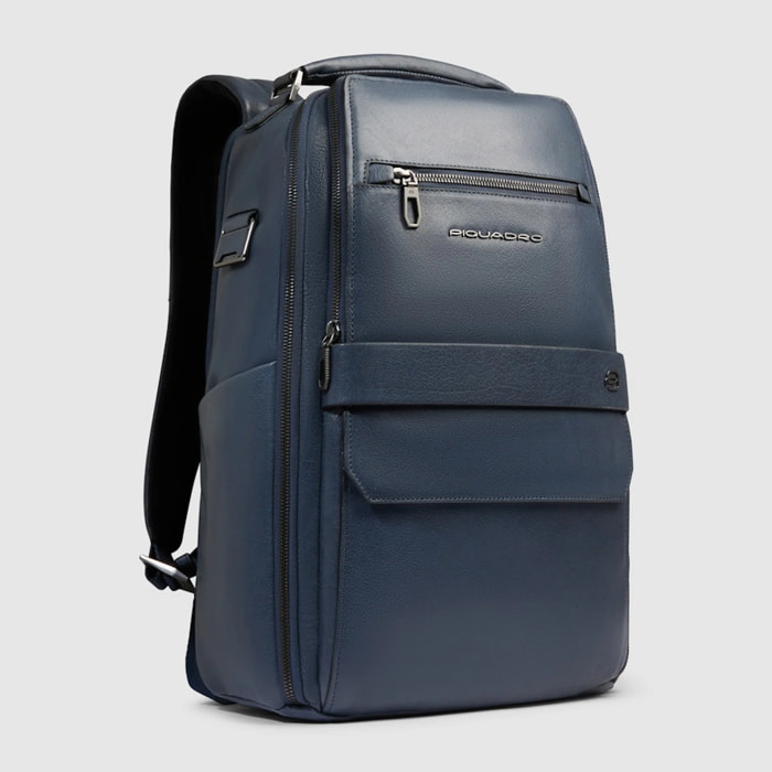 Piquadro Zaino da viaggio in pelle porta pc e iPad® con protezioni antiurto e RFID