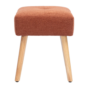 Tabouret bas en tissu effet velours texturé terre brûlée et bois clair massif H46 cm GUESTA