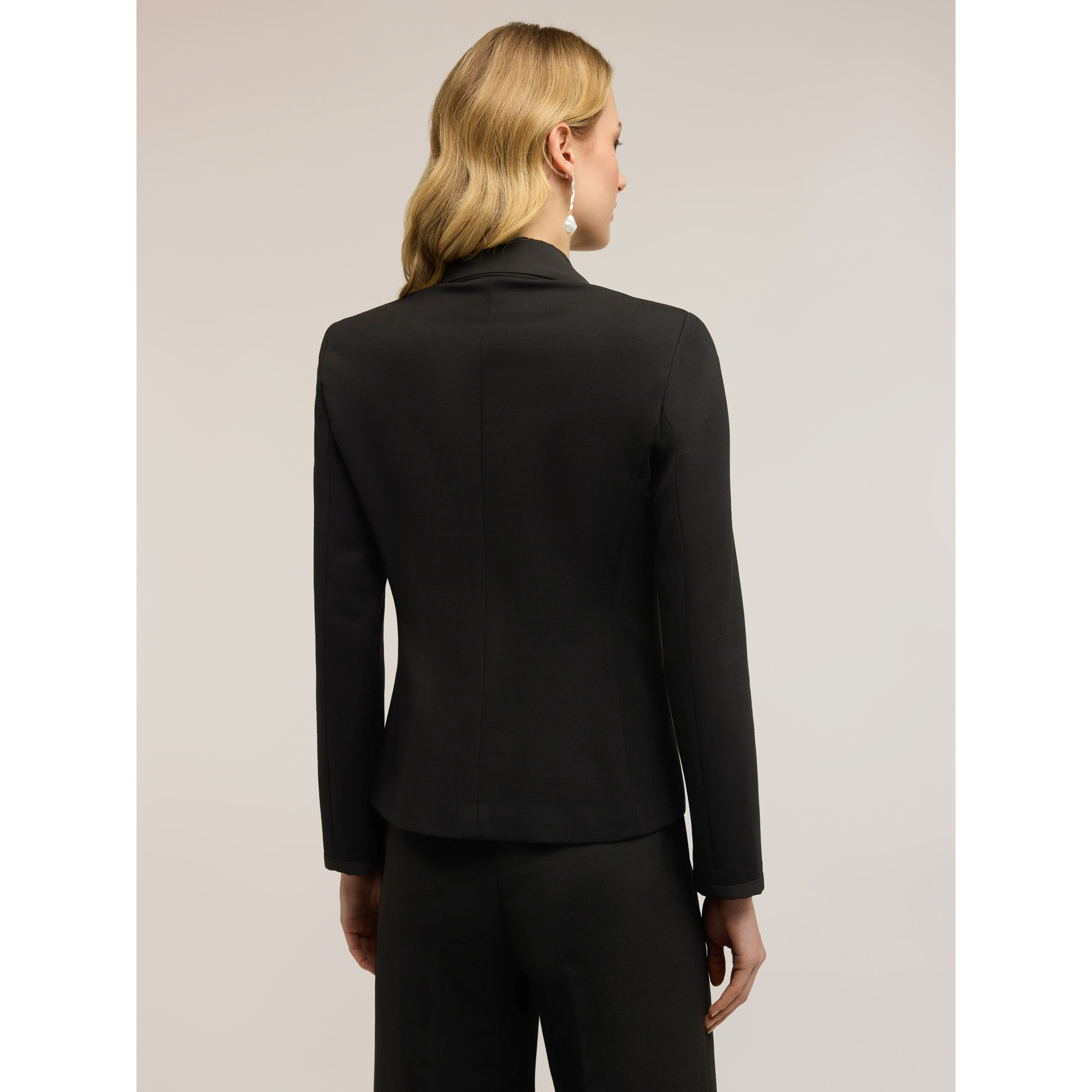 Motivi - Blazer en punto Milano con detalles en tafetán - Negro